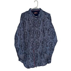 SPAZIO uomo MEN'S LONG SLEEVE WOVEN FLOCKED PAISLEY SHIRT
